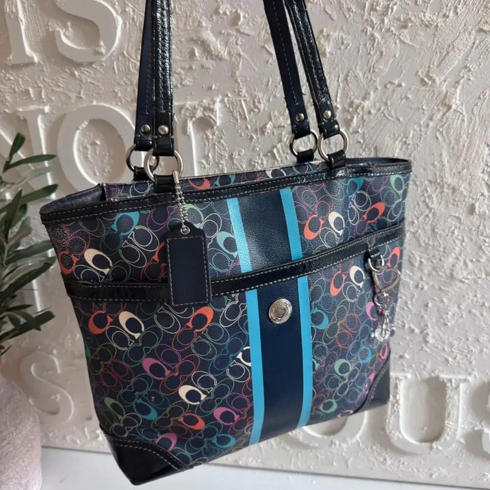 Coach Purse Chelsea Heritage Signature C Colorful Tote F15139